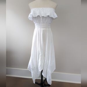 Sea Spice Handkerchief Hem Cotton Swim Cover Strapless‎ Dress